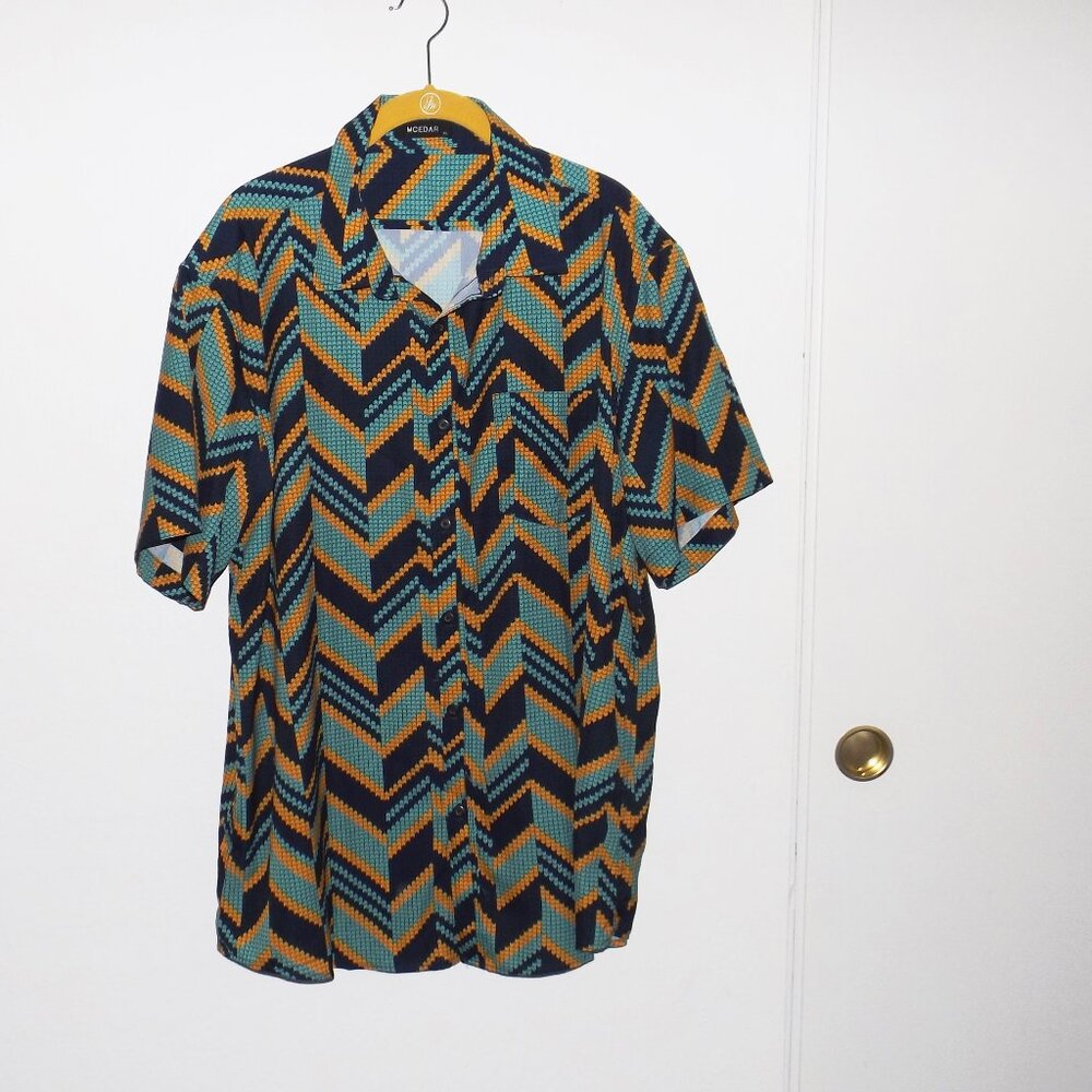Vintage men's shirt polyester Size M (#EV1655A)